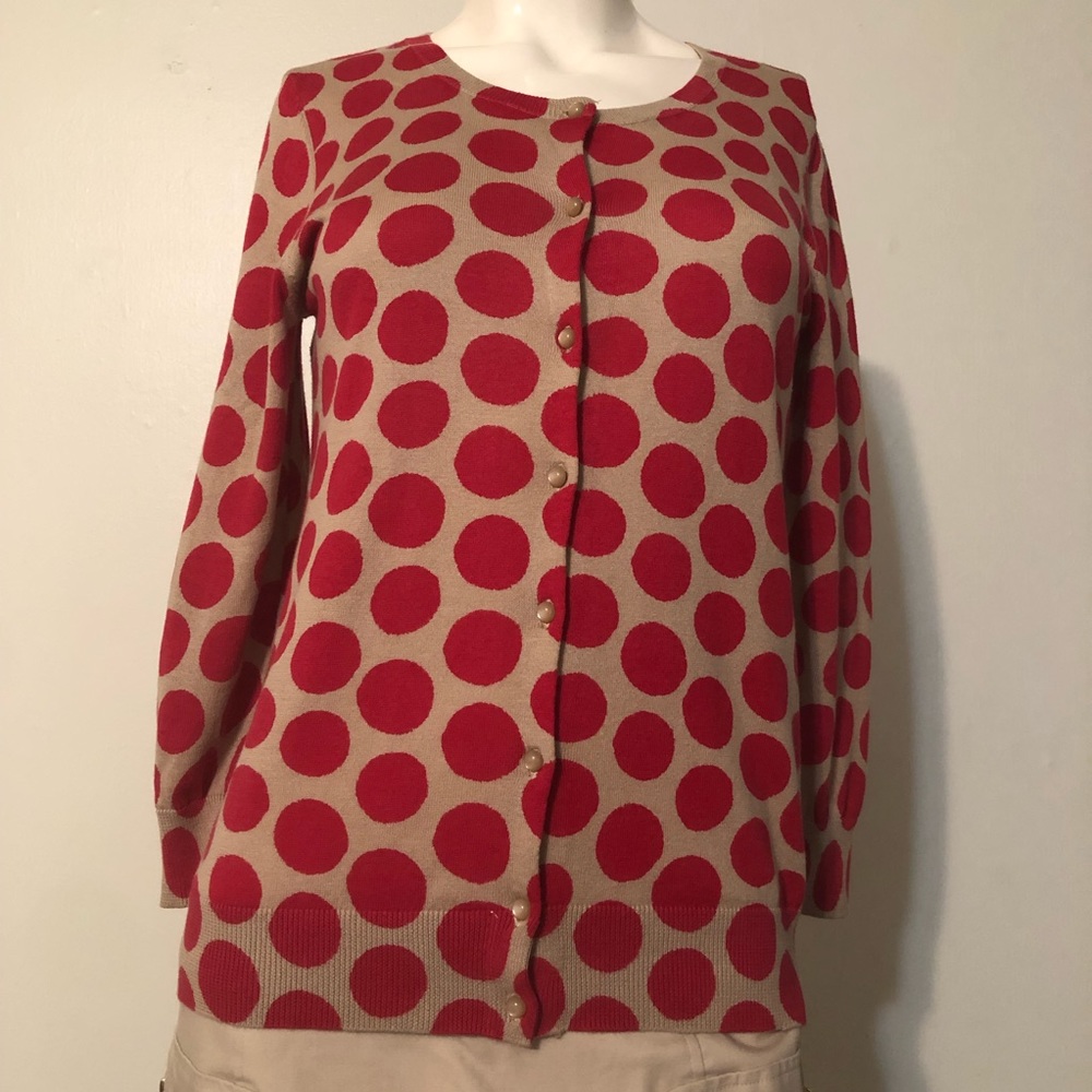 Loft Tan & Red Sweaters Size- Large